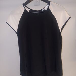 Diane Von Furstenberg Black and White Cap-Sleeve Top